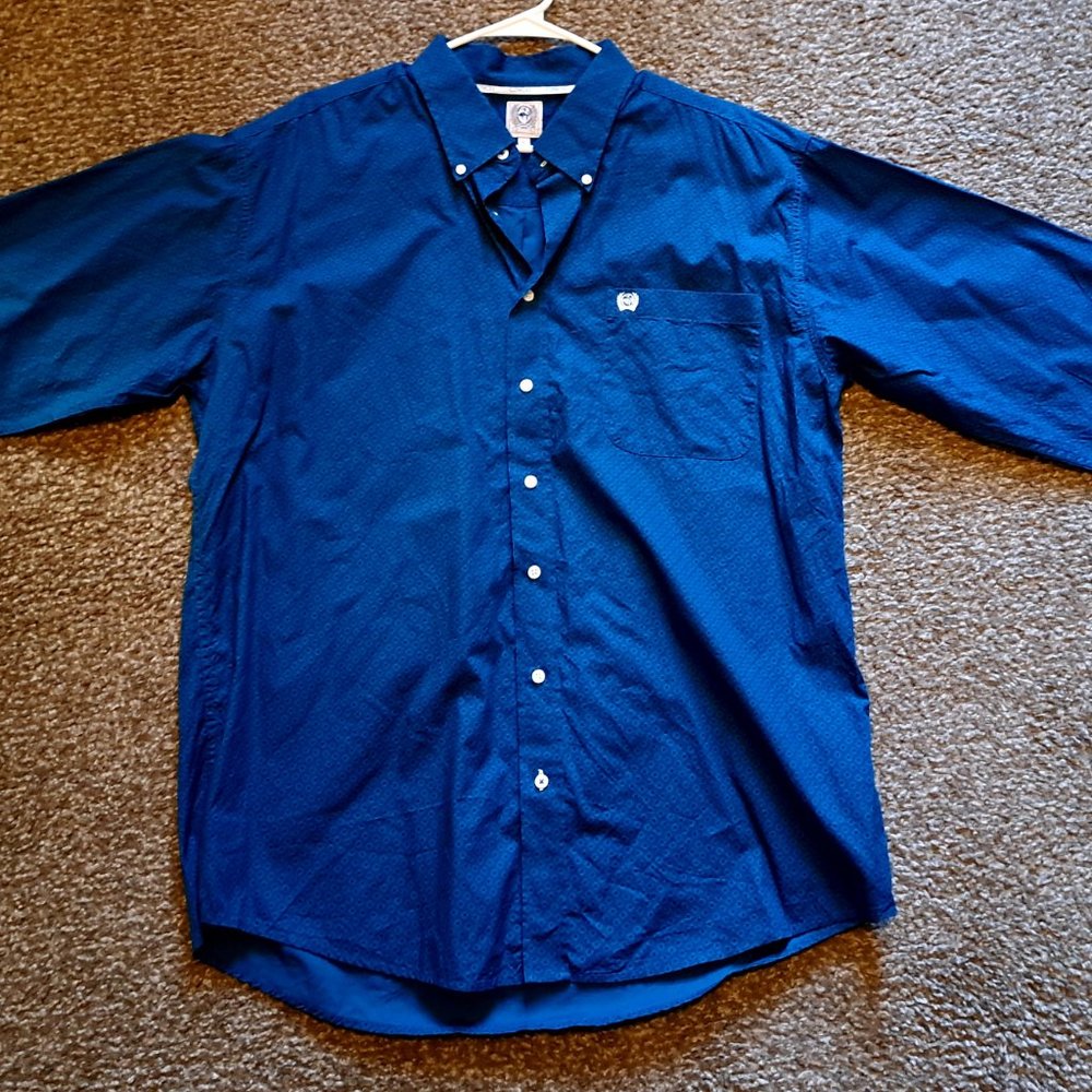 Cinch Teal Geo Button Down